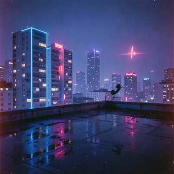 Над городом ночь